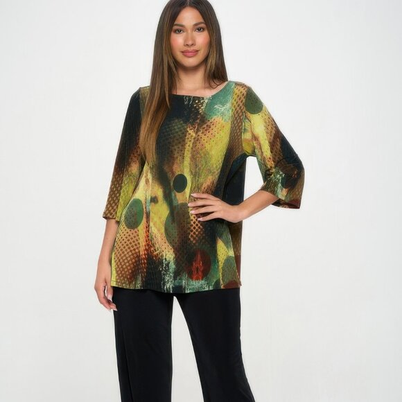HIT Boat Neck 3/4 Sleeve Top - Picture 1 of 6